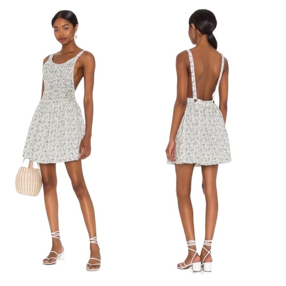 FREE PEOPLE NWT Smocked Petunia Mini Dress Size Medium in Floral Tea Combo - Picture 3 of 15